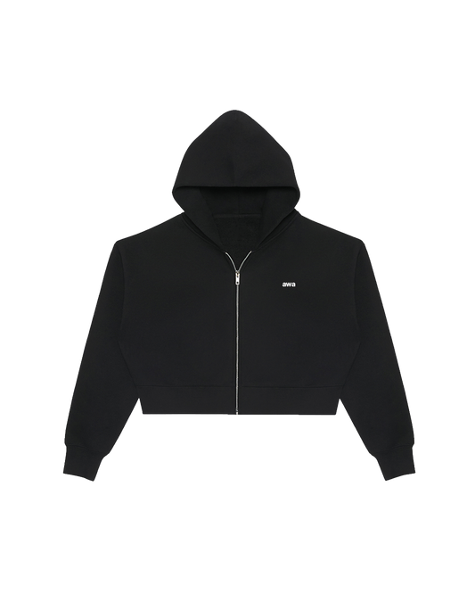 WOMEN'S LOGO CROP ZIP BLACK