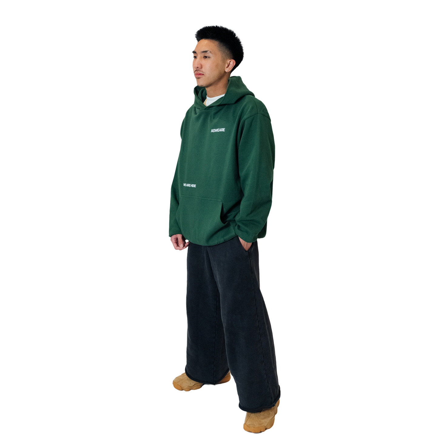 Here Hoodie Forest Green
