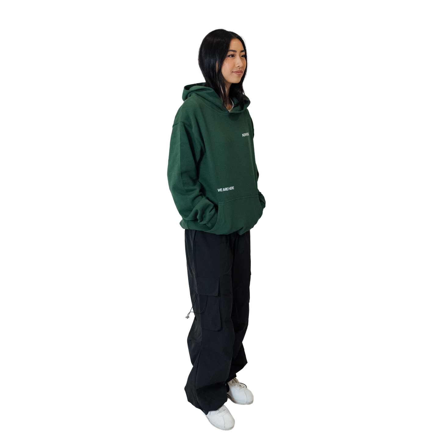 Here Hoodie Forest Green