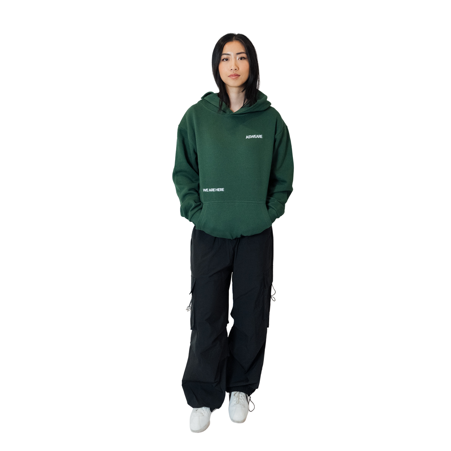 Here Hoodie Forest Green